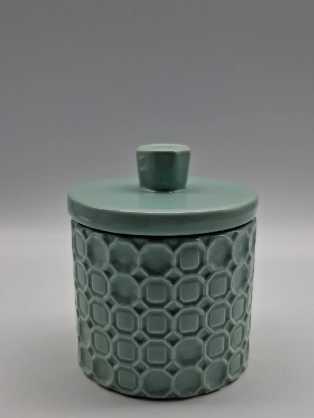 Ceramic Lidded Canister in Seafoam Green